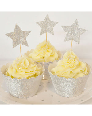 Christmas Silver Glitter Cupcake Wrappers Pack of 12