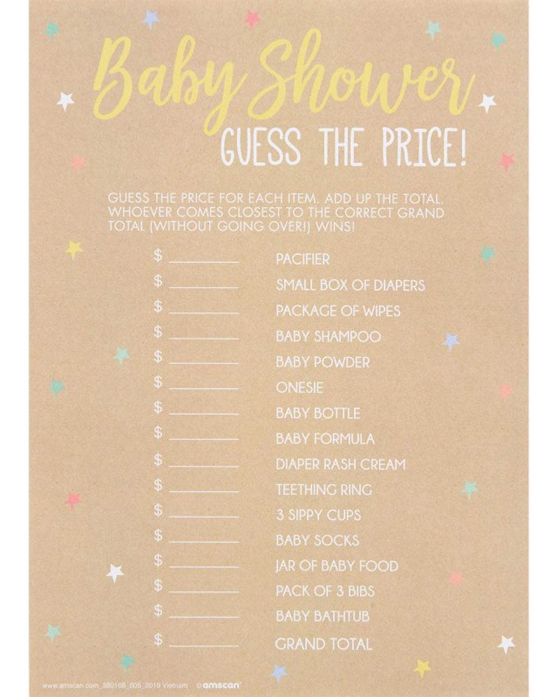 Guess the Price Baby Shower Game Pack of 24