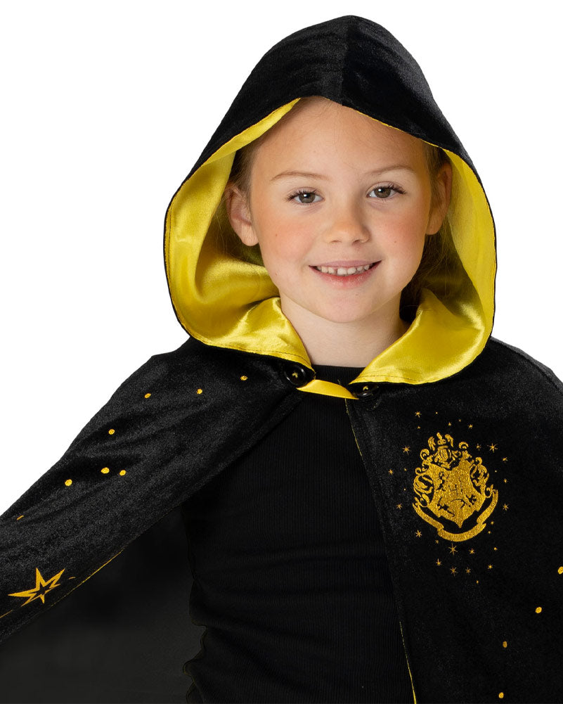 Harry Potter Hogwarts Black and Gold Hooded Kids Costume Robe