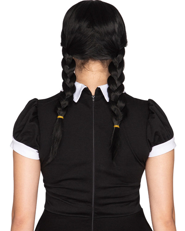 Gothic Girl Deluxe Plaited Black Wig