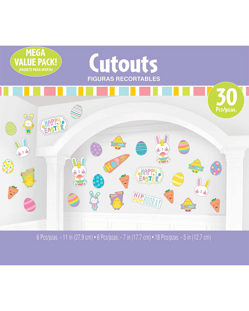 Hello Bunny Easter Cutouts Pack of 30