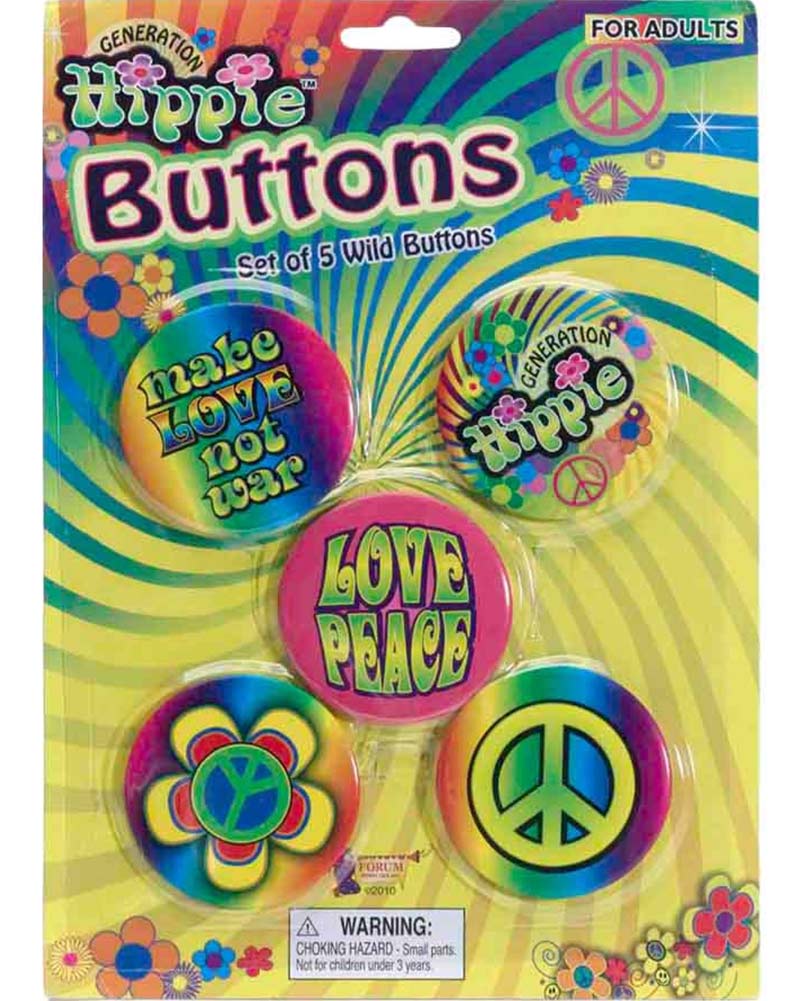 60s Hippie Badge Set of 5