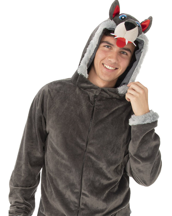 Howling Wolf Hooded Jumpsuit Adult Costume