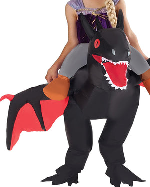 Black Dragon Ride On Inflatable Kids Costume