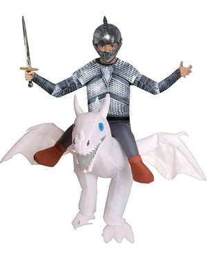 White Dragon Ride On Inflatable Kids Costume