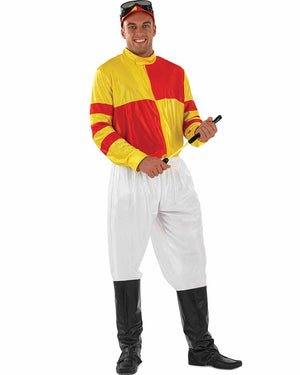 Jockey Red and Yellow Mens Costume