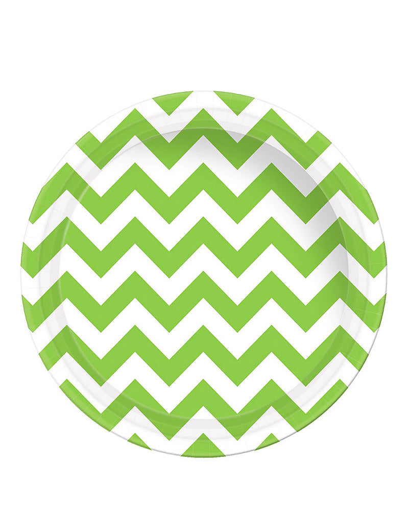 Kiwi Green Chevron 17cm Paper Plates Pack of 8