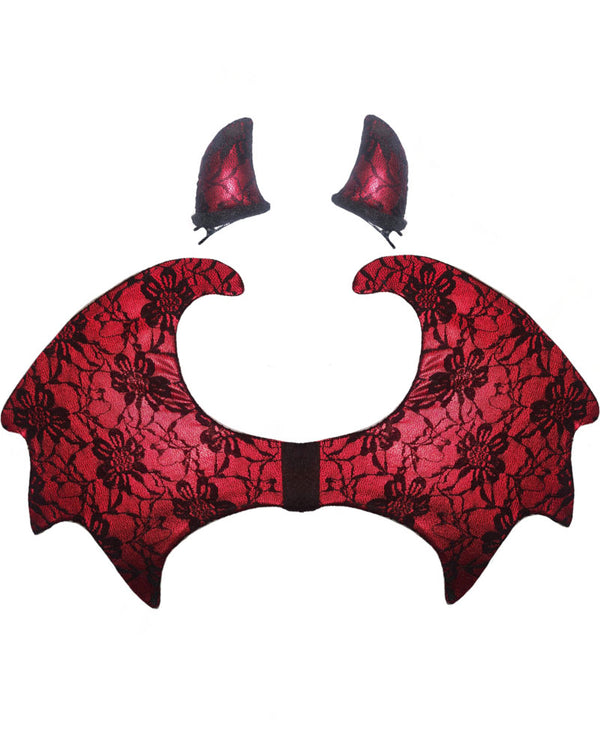 Lace Devil Wings and Horn Set