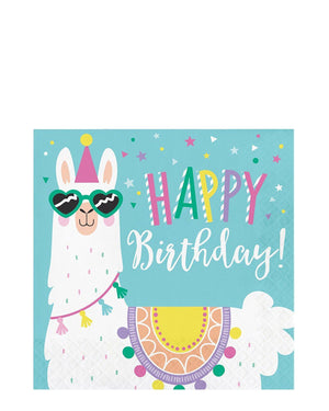 Llama Happy Birthday Party Lunch Napkins Pack of 16