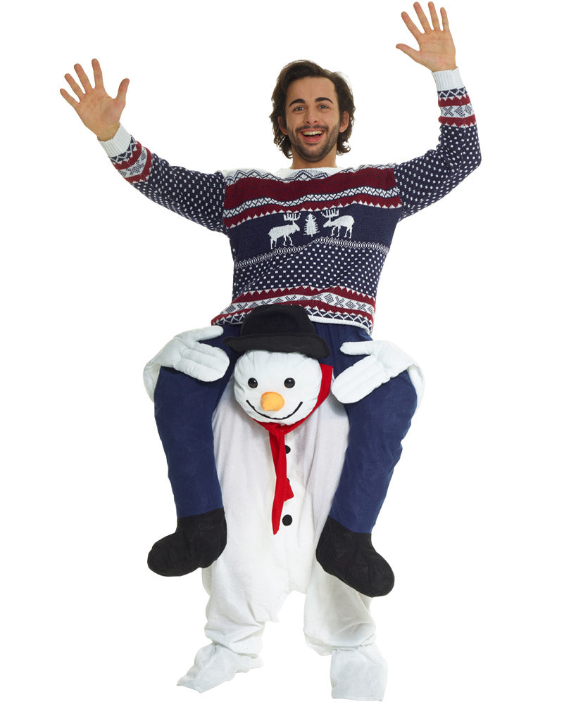 Snowman Piggyback Mens Christmas Costume