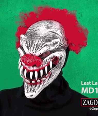 Last Laugh Clown Premium Halloween Mask with Moving Mouth