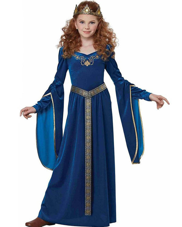 Medieval Blue Princess Girls Costume