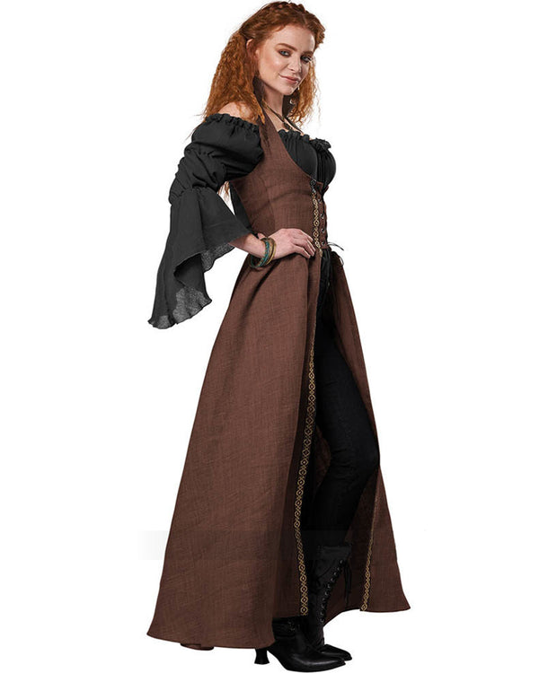 Medieval Overdress Brown Womens Costume