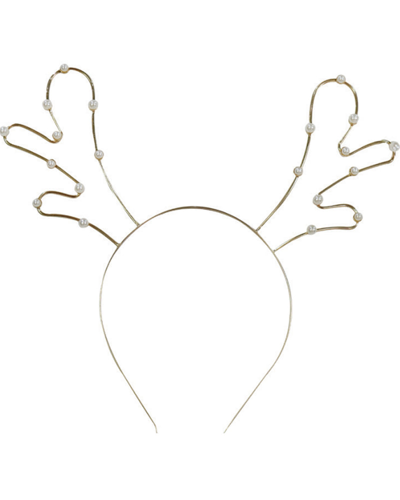 Christmas Metal Pearl Antlers Headband