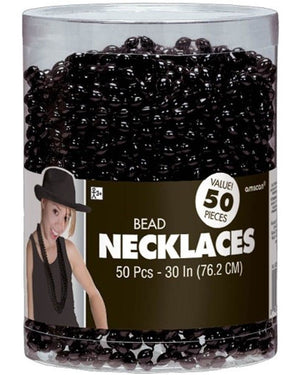 Metallic Black Bead Necklace Pack of 50