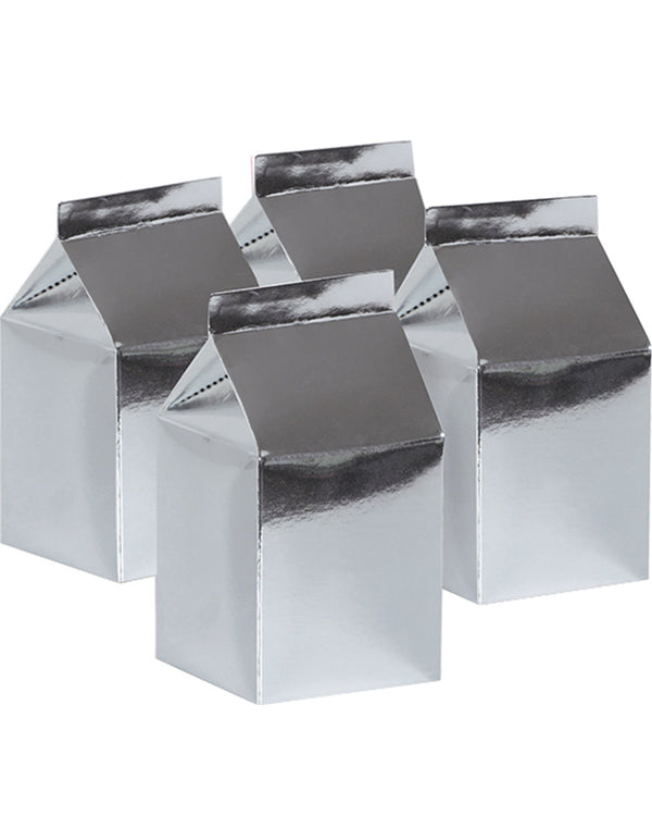 Metallic Silver Milk Box Pack of 10