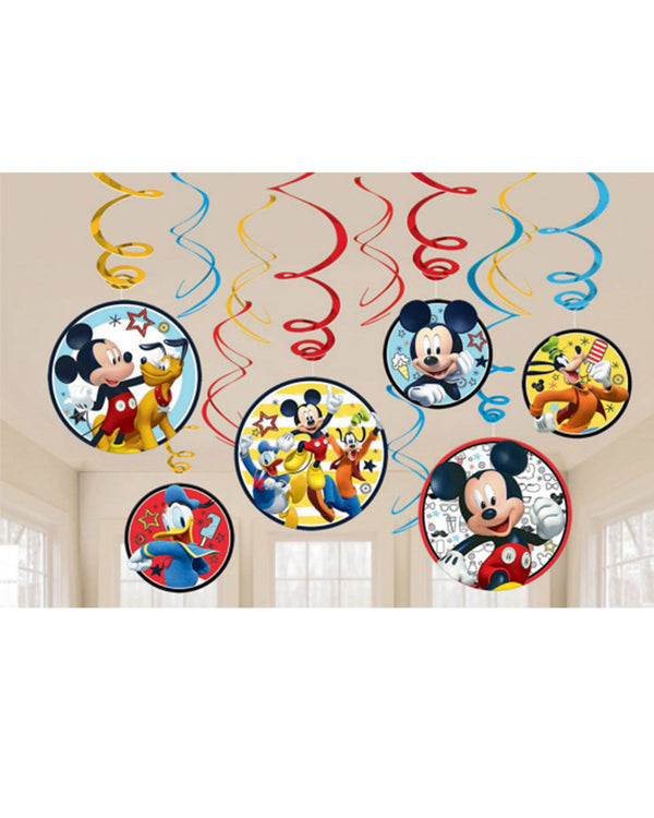 Disney Mickey on the Go Hanging Swirl Decorations Pack of 12