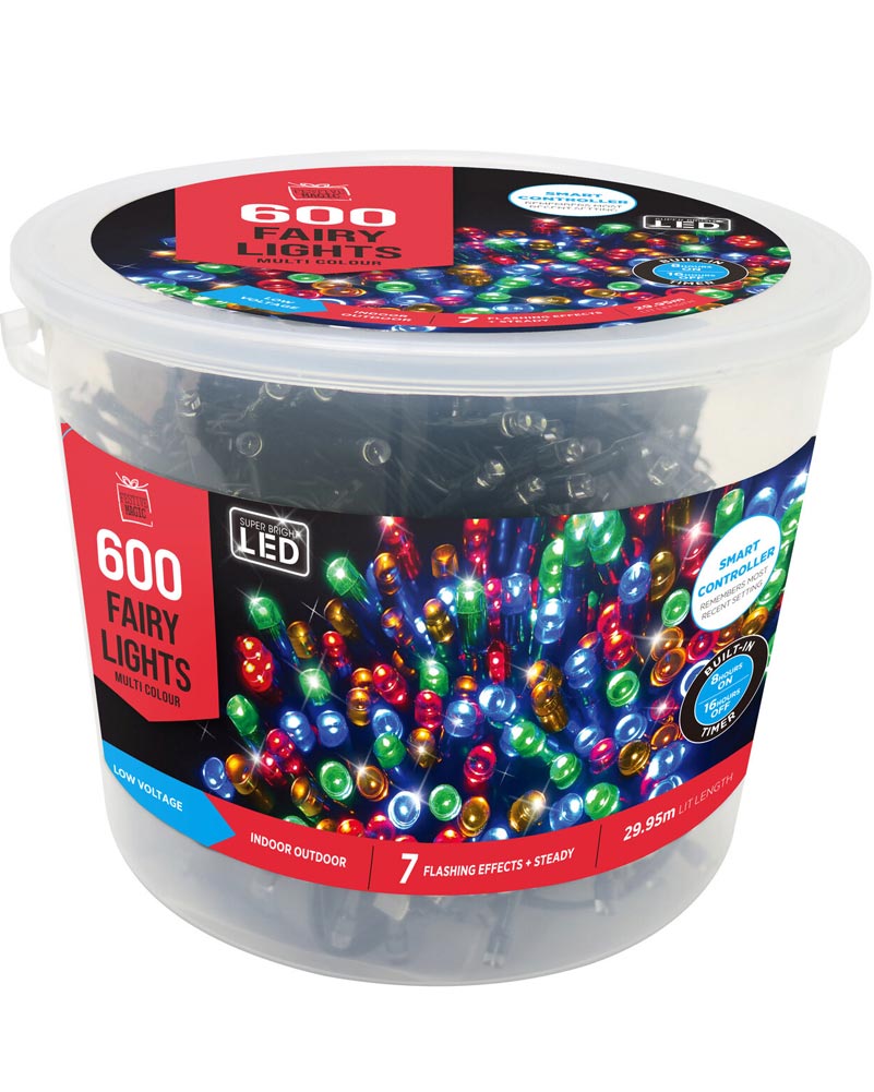 Multi Coloured LED Lights Flashing Tub with Timer 600 Piece