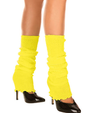 Neon Yellow Ribbed Leg Warmers