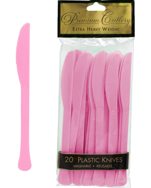 New Pink Plastic Knife Pack of 20