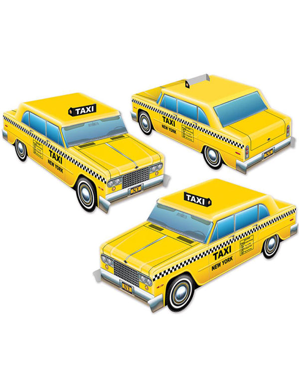 New York City Taxi Cab 3D Centerpieces Pack of 3