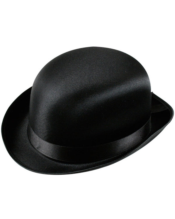 20s Black Satin Bowler Hat