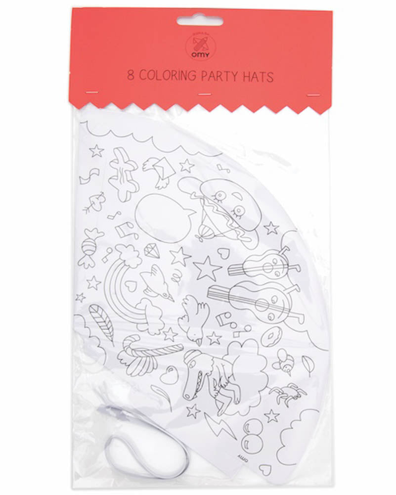 Party Colouring Party Hats Pack of 8