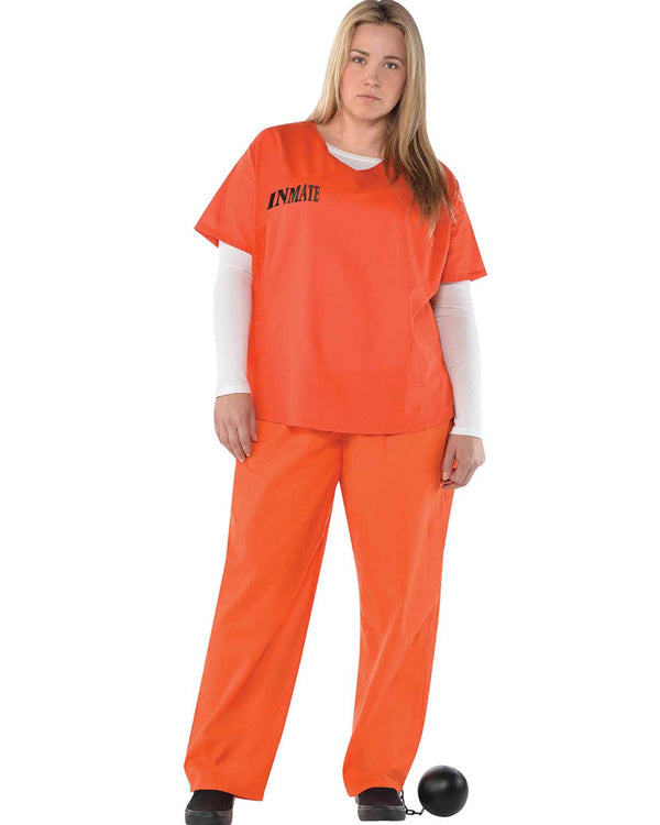 Orange Inmate Womens Plus Size Costume