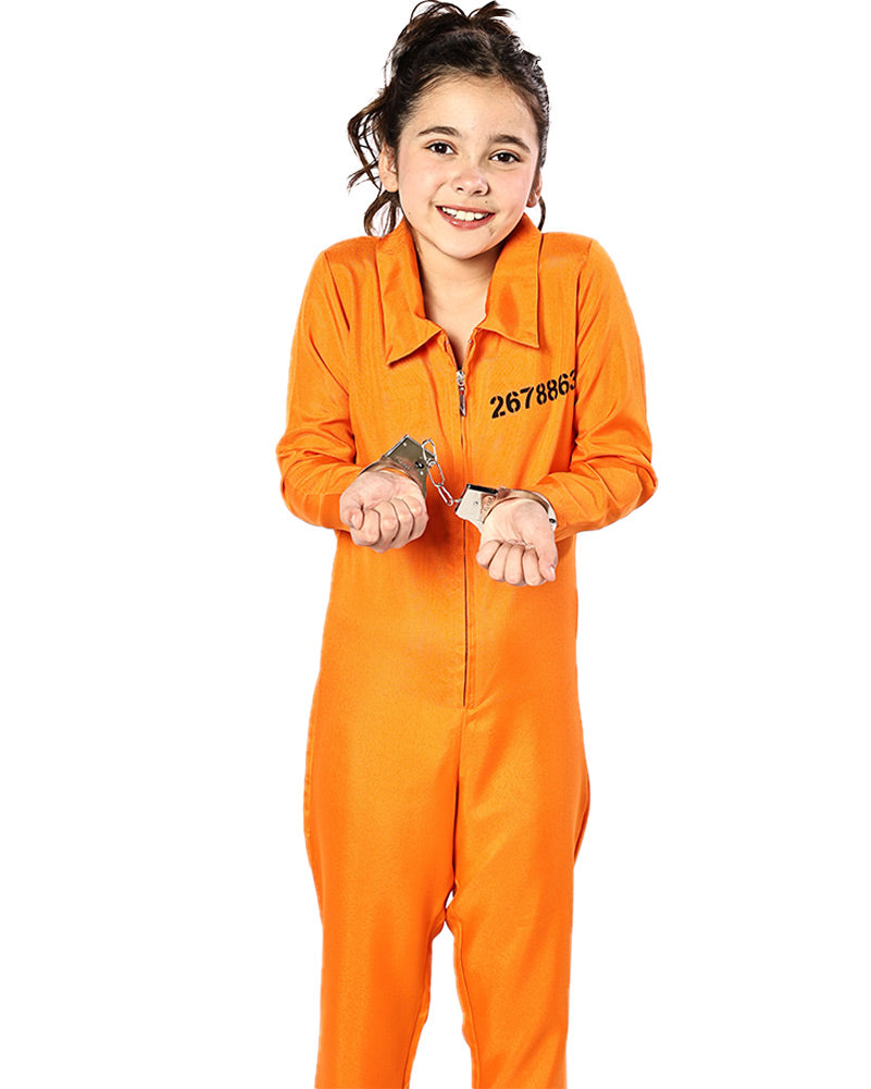 Orange Prisoner Jumpsuit Kids Costume - Main Image