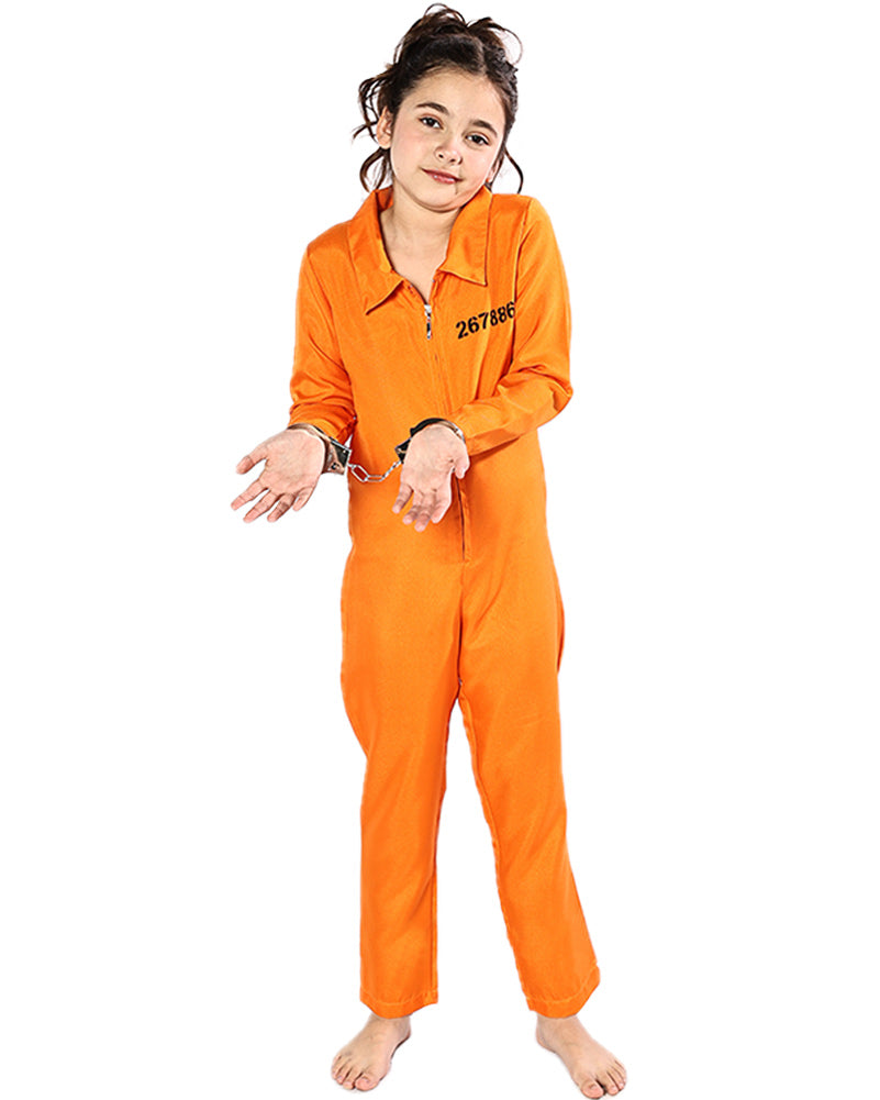 Orange Prisoner Jumpsuit Kids Costume - Main Image