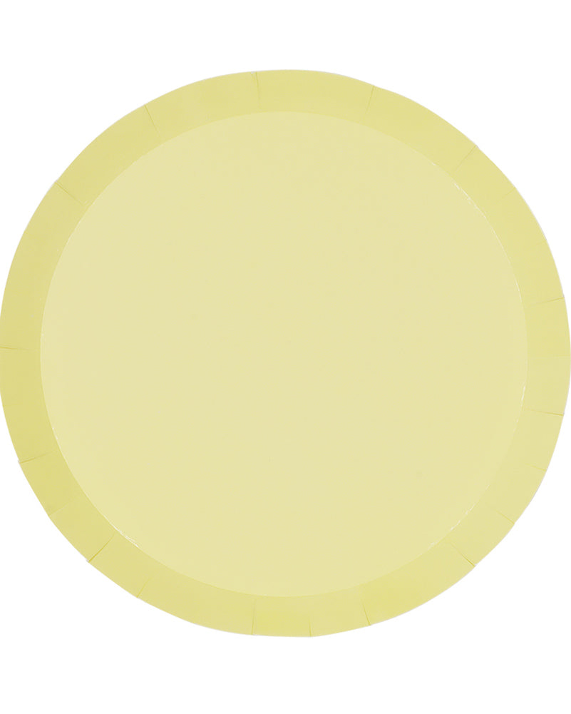 Pastel Yellow 27cm Round Paper Banquet Plates Pack of 10