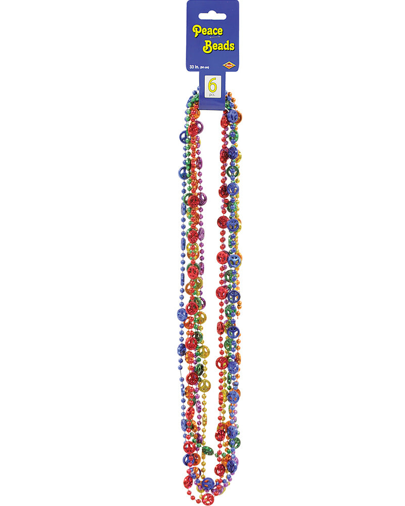 60s Peace Sign Beads Pack of 6
