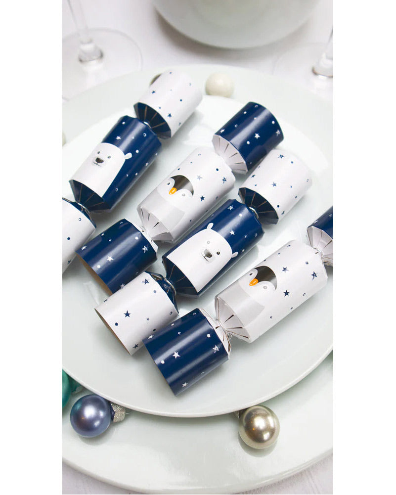 Penguin and Polar Bear Mini Christmas Crackers Pack of 8