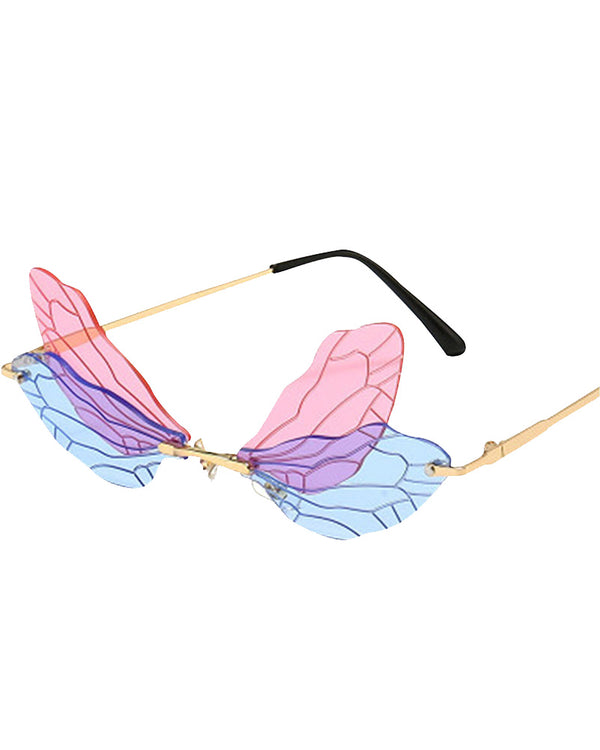 60s Pink and Blue Butterfly Wing Glasses