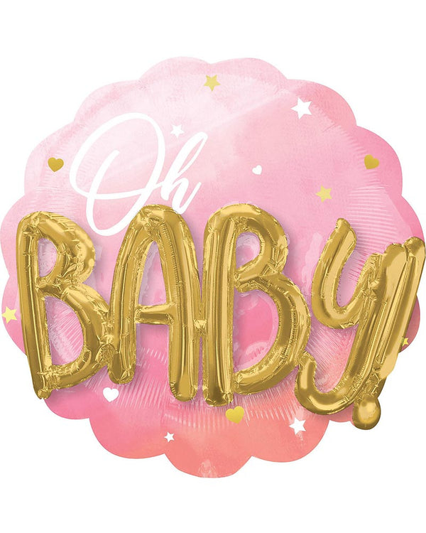 Pink Baby Girl Oh Baby Foil Balloon
