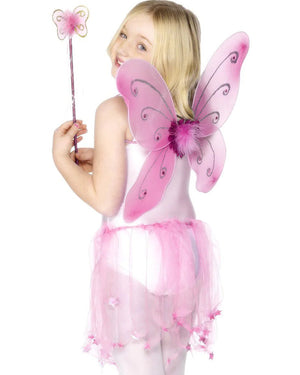 Pink Butterfly Wings and Wand Set