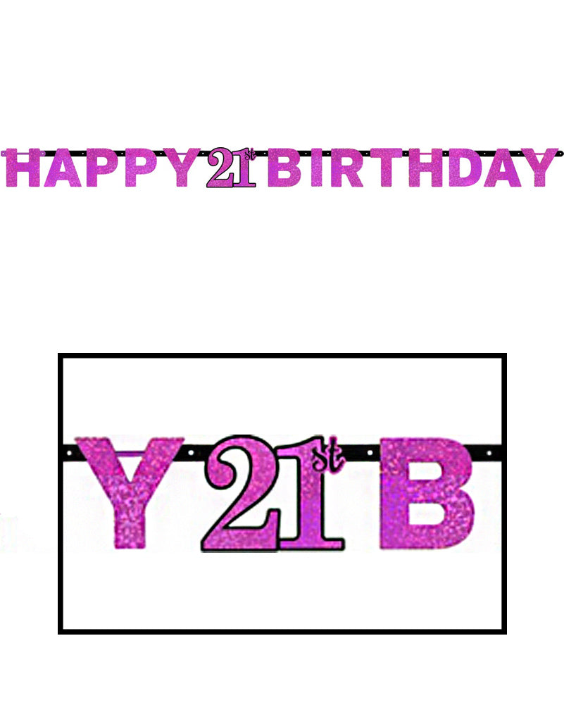 Pink Celebration 21st Prismatic Letter Banner 2m