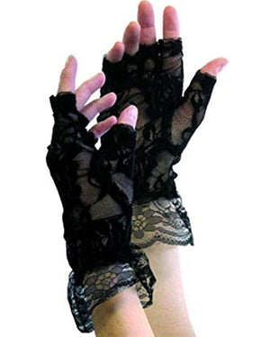Pirate Fingerless Lace Gloves Black