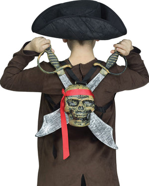 Pirate Skull Sheath with Swords Backpack Set