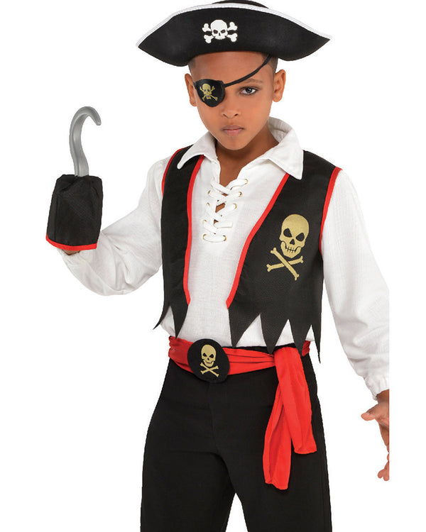 Pirates Vest Hook Sash Eye Patch and Belt Buckle Boys Accessory Set