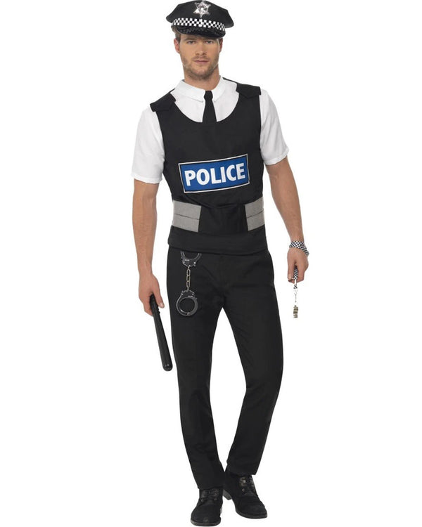 Policeman Hat Handcuffs and Vest with attached Shirt Accessory Set