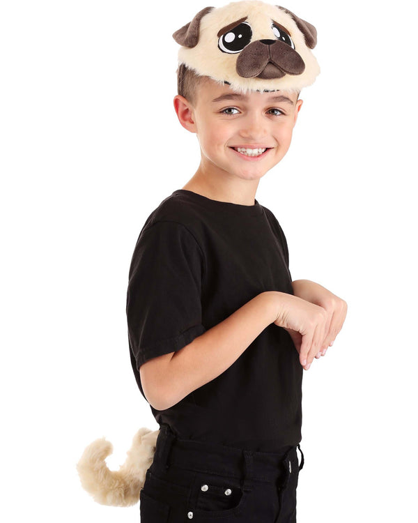 Pug Plush Headband and Tail Set
