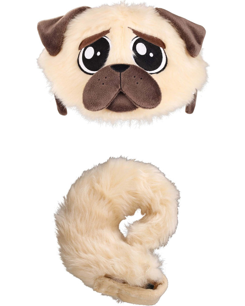 Pug Plush Headband and Tail Deluxe Set