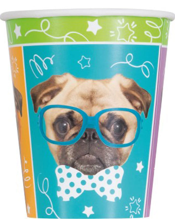 Pug Puppy Birthday 270ml Paper Cups Pack of 8