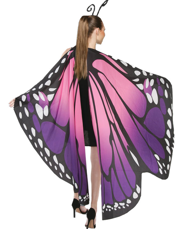 Purple Butterfly Wing Cape and Antenna Headband Set