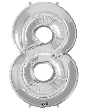 Number Eight Silver Foil Balloon