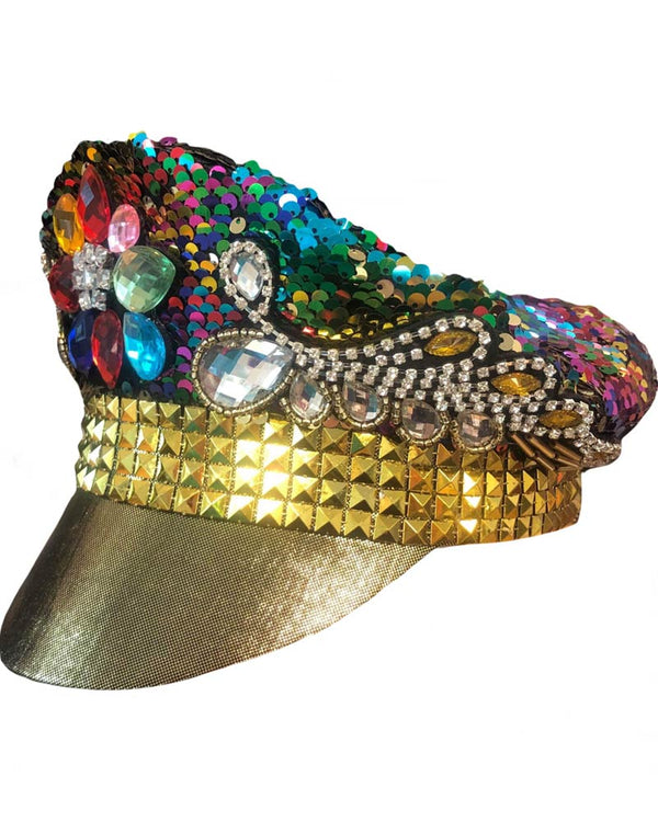 Rainbow Burning Man Sequined Festival Hat