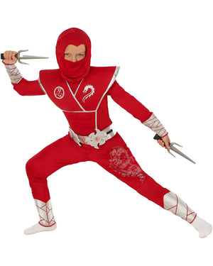 Red and Silver Dragon Ninja Kids Costume