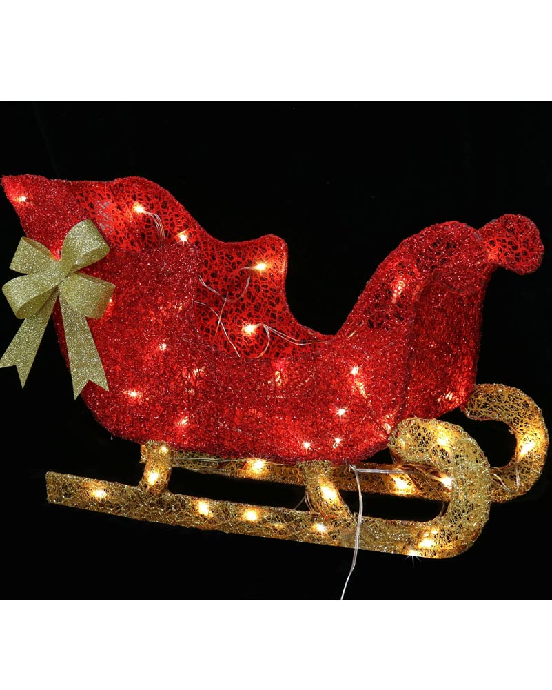 Red Gold Sleigh Christmas LED Glitter Thread 60cm