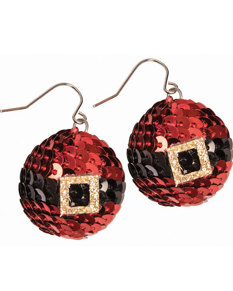 Christmas Red Sequin Santa Earrings